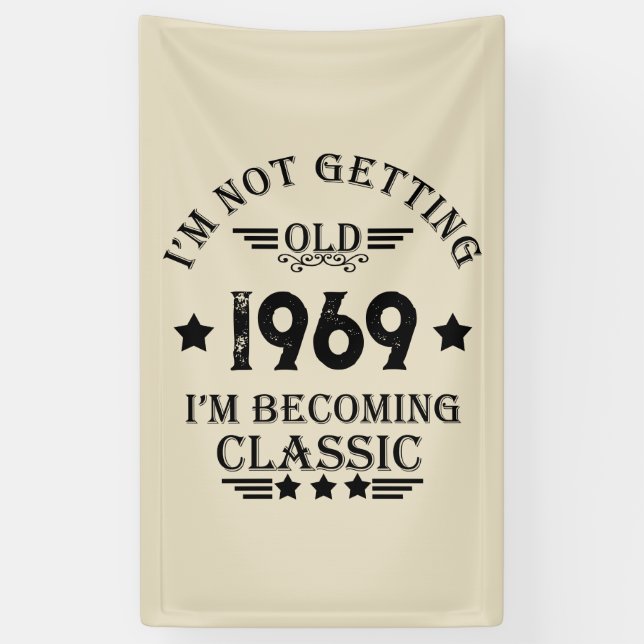 Personaliazed vintage 50th birthday party banner (Vertical)