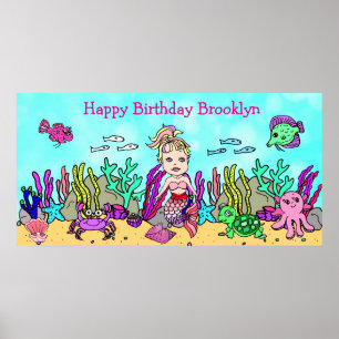Personalied Happy Birthday Mermaid Poster