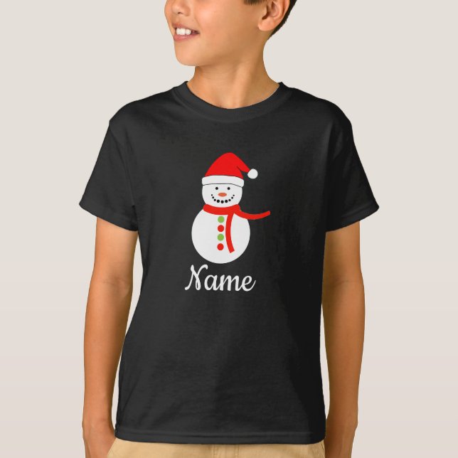 Personalied Name Snowman Christmas T-Shirt (Front)