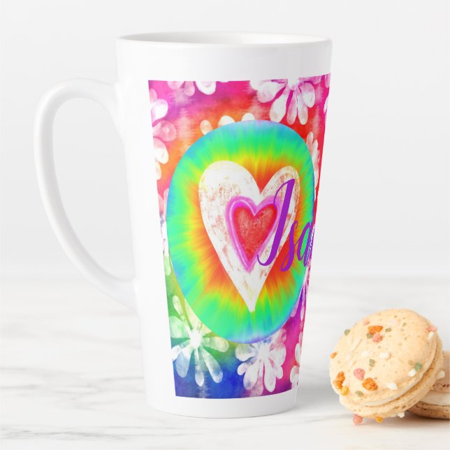 Personalisable Heart Flower Power Latte Mug (In Situ)