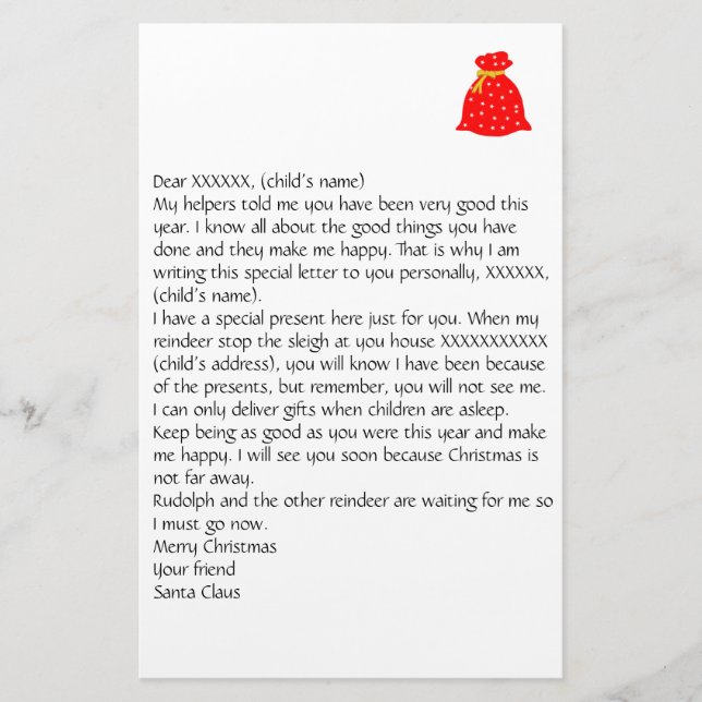 Personalisable Letter from Santa 3 Stationery (Front)