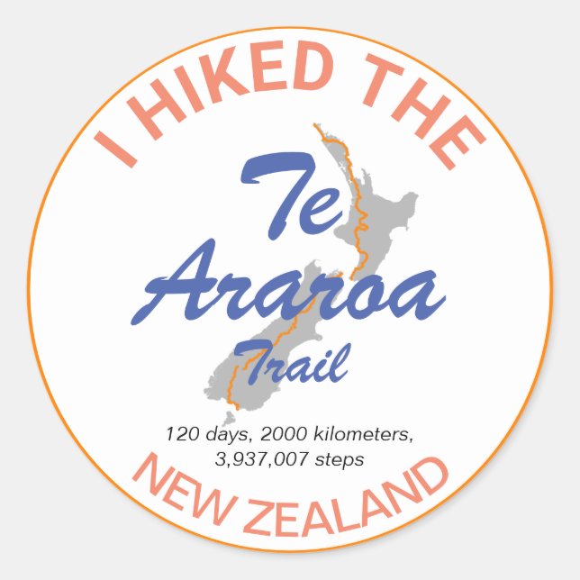 Personalisable Te Araroa Classic Round Sticker (Front)