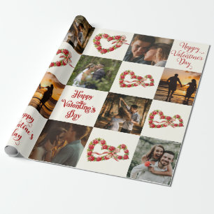 Personalise 10 Photos Happy Valentine's Day Retro Wrapping Paper