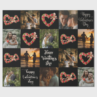 Personalise 10 Photos Happy Valentine's Day Retro Wrapping Paper