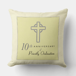 Personalise, 10th Anniversary of Priest Embossed Cushion