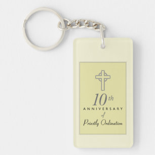 Personalise, 10th Anniversary of Priest Embossed Key Ring