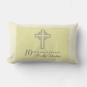 Personalise, 10th Anniversary of Priest Embossed Lumbar Cushion