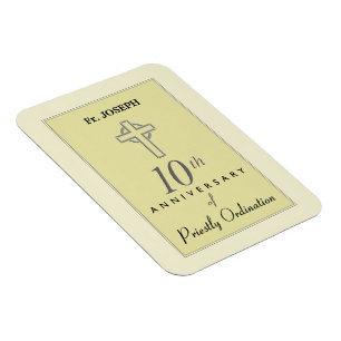Personalise, 10th Anniversary of Priest Embossed Magnet
