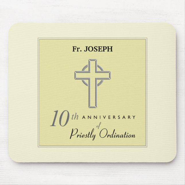 Personalise, 10th Anniversary of Priest Embossed Mouse Pad (Front)