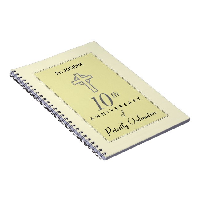 Personalise, 10th Anniversary of Priest Embossed Notebook (Right Side)