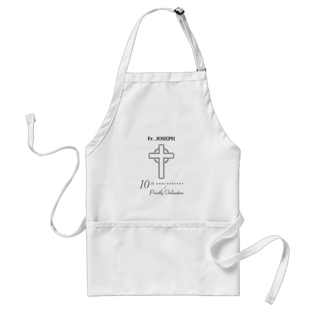 Personalise, 10th Anniversary of Priest Embossed Standard Apron (Front)