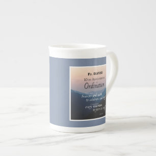 Personalise 10th Anniversary Ordination Congrats Bone China Mug