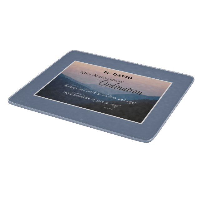 Personalise 10th Anniversary Ordination Congrats Cutting Board (Corner)