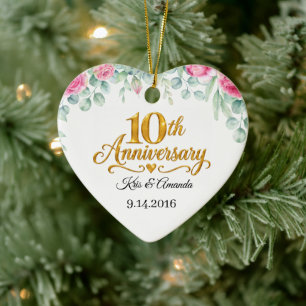 Personalise 10th Anniversary Ornament