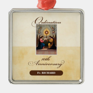 Personalise, 10th Ordination Anniversary Angels Metal Ornament