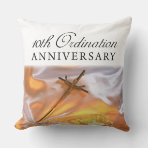 Personalise, 10th Ordination Anniversary, Cross Cushion