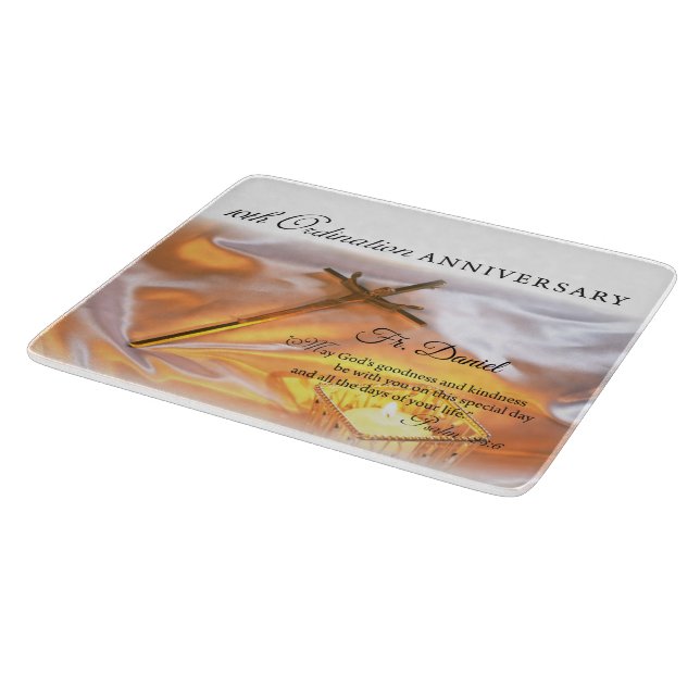 Personalise, 10th Ordination Anniversary, Cross Cutting Board (Corner)