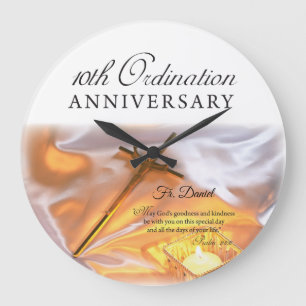 Personalise, 10th Ordination Anniversary, Cross Large Clock