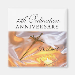 Personalise, 10th Ordination Anniversary, Cross Magnet