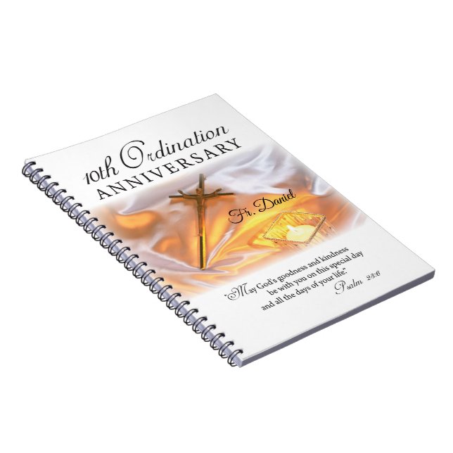 Personalise, 10th Ordination Anniversary, Cross Notebook (Right Side)