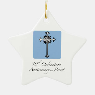 Personalise, 10th Ordination Anniversary of Priest Ceramic Ornament
