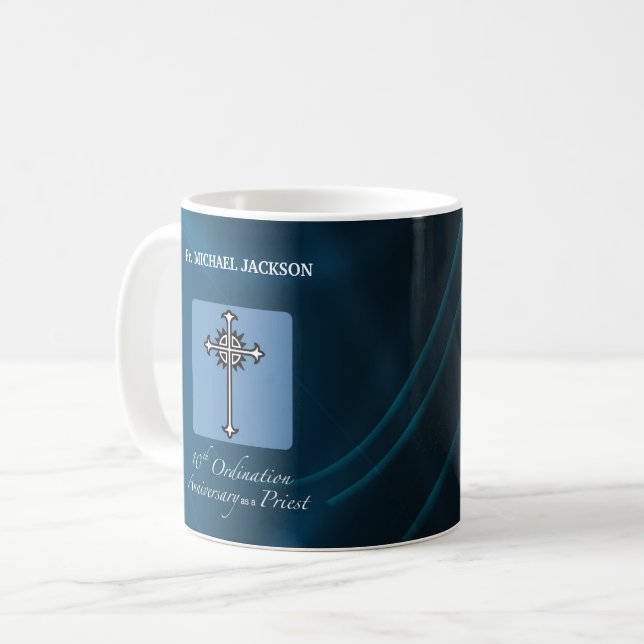 Personalise, 10th Ordination Anniversary of Priest Coffee Mug (Front Left)