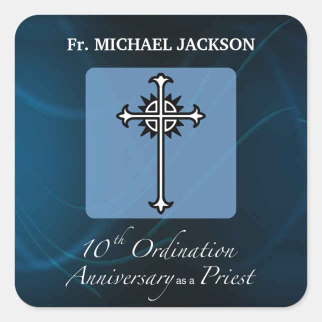 Personalise, 10th Ordination Anniversary of Priest Square Sticker (Front)