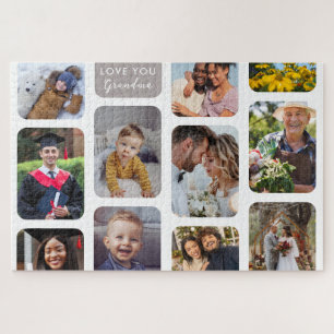 Personalise 11 Photos Modern Chic Love You Grandma Jigsaw Puzzle