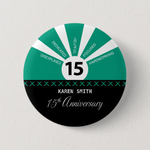 Personalise, 15th Yr Employee Business Anniversary 6 Cm Round Badge