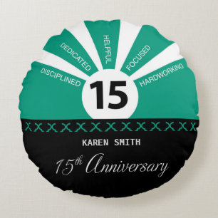 Personalise, 15th Yr Employee Business Anniversary Round Cushion