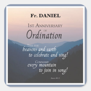 Personalise 1st Anniversary of Ordination Congrats Square Sticker