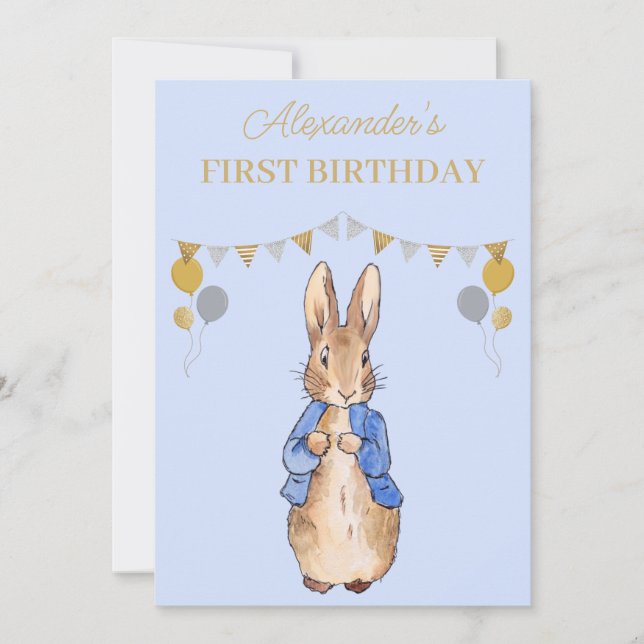Personalise 1st Birthday Peter the Rabbit Invitation (Front)