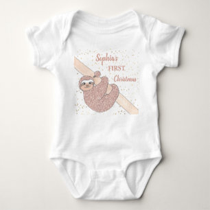 Personalise 1st Christmas Sloth Baby Bodysuit