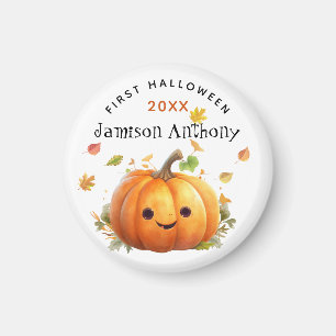 Personalise 1st Halloween Cute Pumpkin Leaves Magnet