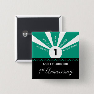 Personalise, 1st Year Employee Anniversary 15 Cm Square Badge