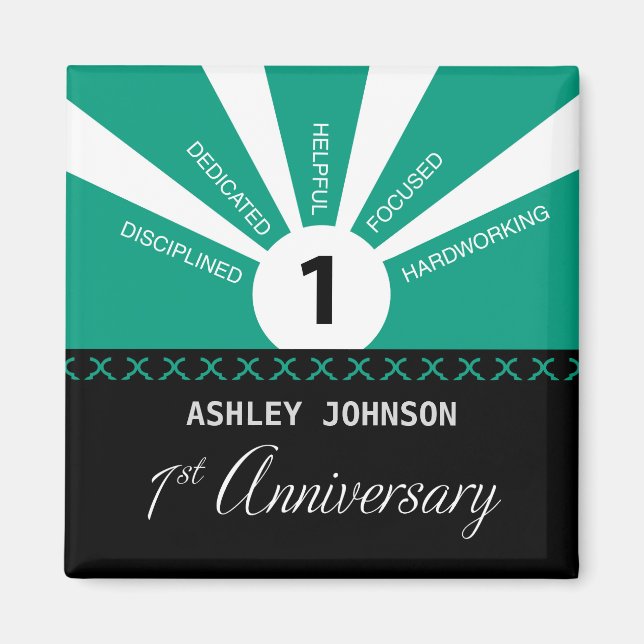 Personalise, 1st Year Employee Anniversary Magnet (Front)