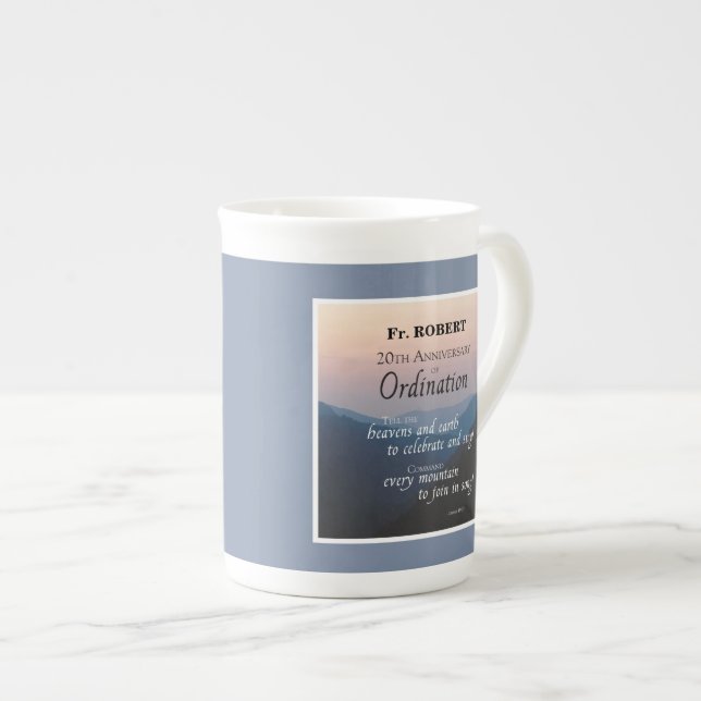 Personalise 20th Anniversary Ordination Congrats Bone China Mug (Front Right)