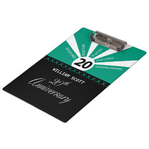 Personalise, 20th Yr Business Employee Anniversary Clipboard