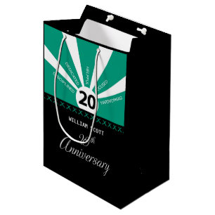 Personalise, 20th Yr Business Employee Anniversary Medium Gift Bag