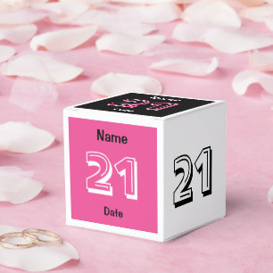 Personalise 21st Birthday Pink Black Favour Box