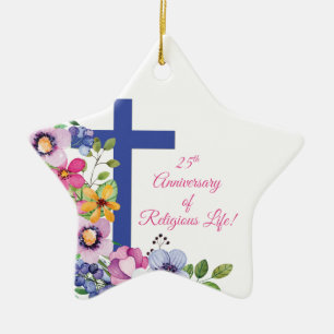 Personalise, 25th Anniversary Nun Religious Life Ceramic Ornament