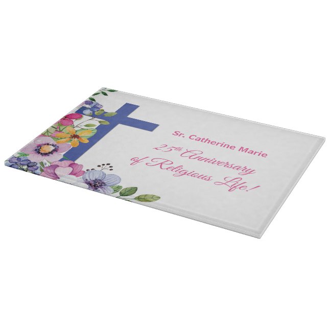 Personalise, 25th Anniversary Nun Religious Life Cutting Board (Corner)
