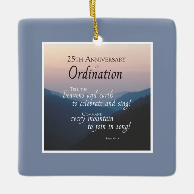 Personalise 25th Anniversary Ordination Congrats Ceramic Ornament (Front)