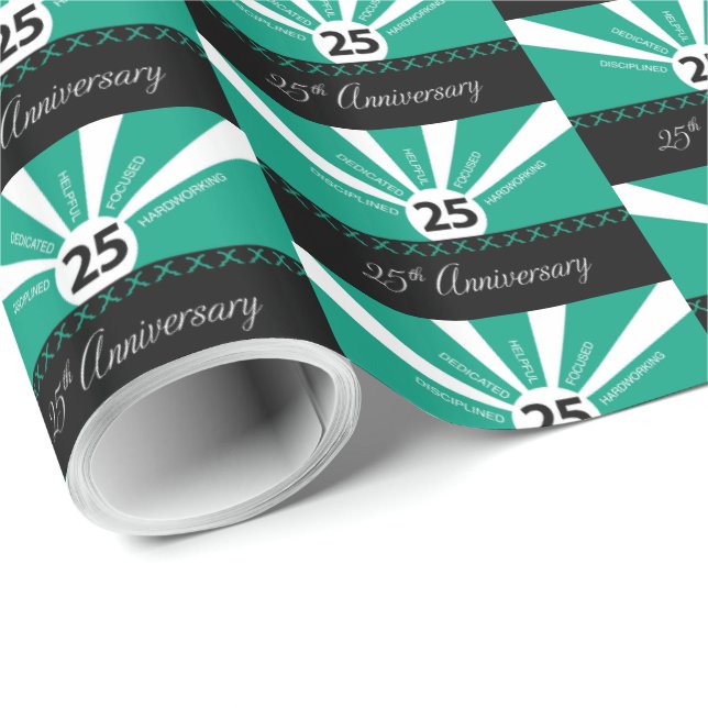 Personalise, 25th Year Employee Anniversary Wrapping Paper (Roll Corner)