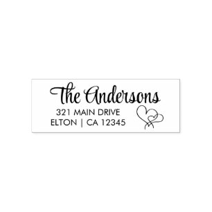 Personalise 2 Hearts Script Return Address Self-inking Stamp