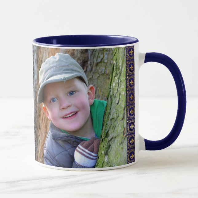 Personalise 2 Photo Navy Blue Coffee For Dad Mug (Creator Uploaded)