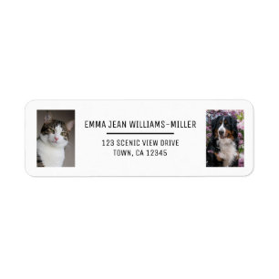 Personalise 2 Photos Cat Dog Modern Return Address Label