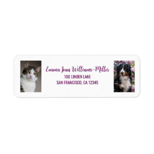 Personalise 2 Photos Cat Dog Modern Return Address Return Address Label