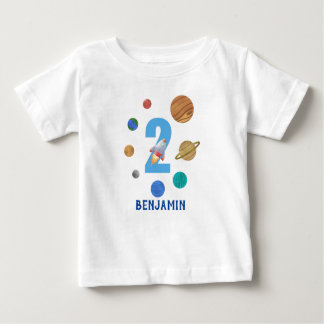 Personalise 2nd Birthday Solar System Planet Baby T-Shirt