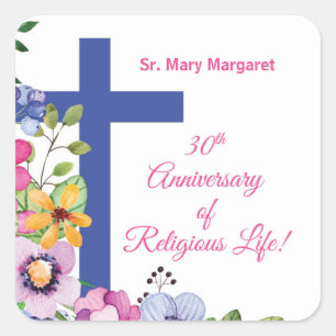 Personalise, 30th Anniversary Nun Religious Life Square Sticker